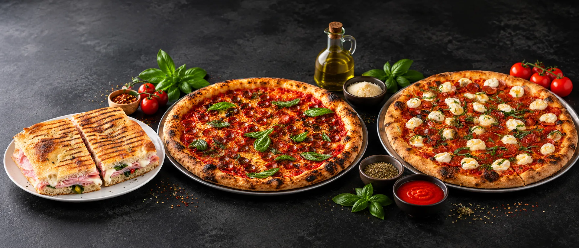 Italian pizza, focaccia sandwiches and pastries from Castelli Mercato, the Italian restaurant and bakery in Ancaster, Hamilton